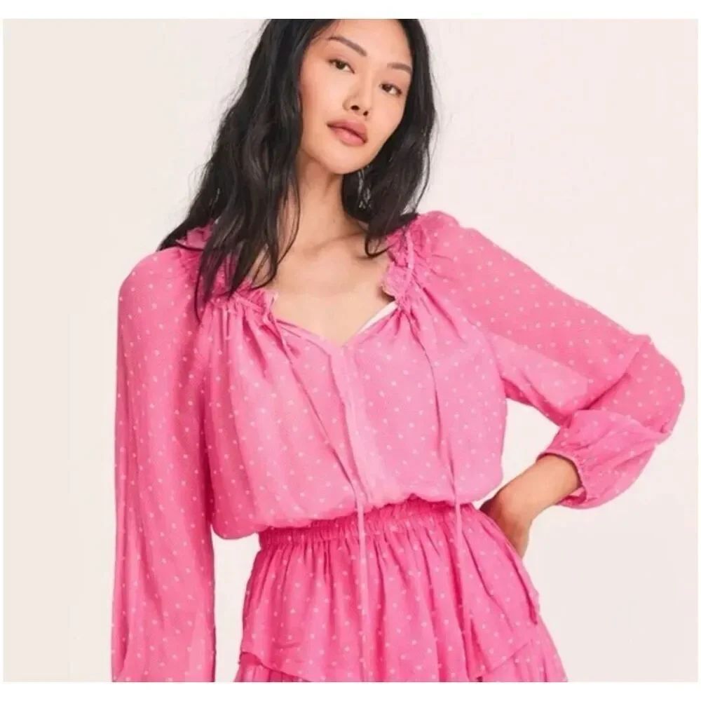 Loveshack Fancy popover tiered babydoll dress size S